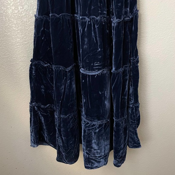 Hill House Dress Women Size XS Navy Blue Ellie Nap Velvet Midi Ruffle Pocket NWT - Picture 10 of 16